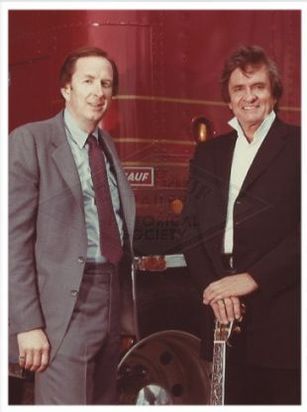 Michael Davis and Johnny Cash at a Fruehauf Promotional event