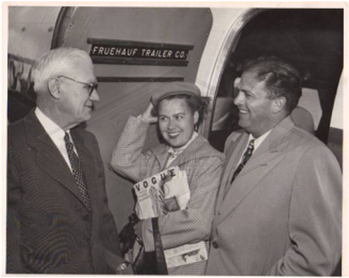 Roy and Ruth Fruehauf board the company plane